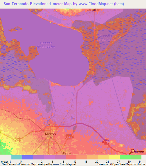 San Fernando,Cuba Elevation Map