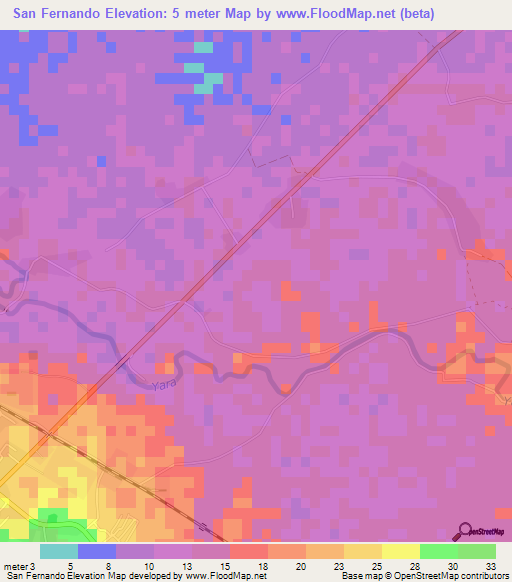 San Fernando,Cuba Elevation Map