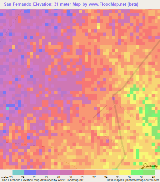 San Fernando,Cuba Elevation Map