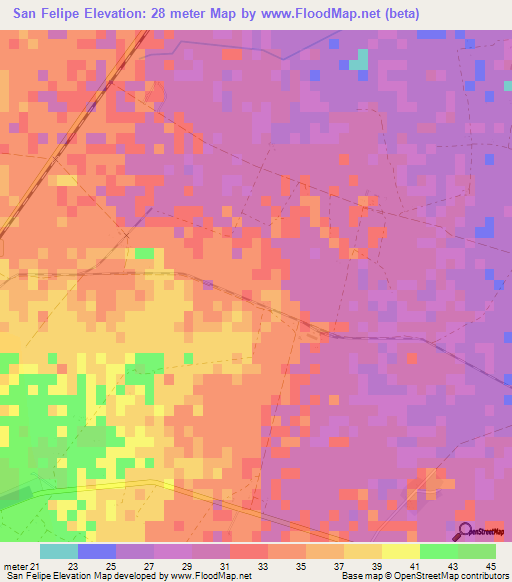 San Felipe,Cuba Elevation Map