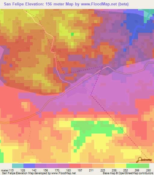 San Felipe,Cuba Elevation Map