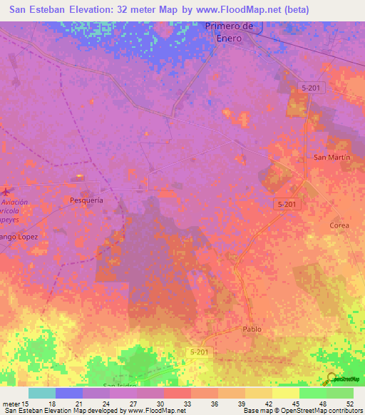 San Esteban,Cuba Elevation Map