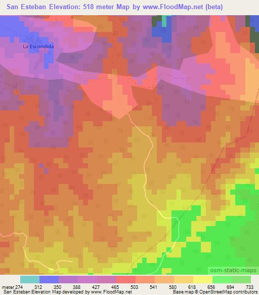 San Esteban,Cuba Elevation Map