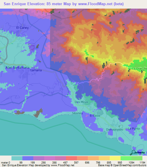 San Enrique,Cuba Elevation Map