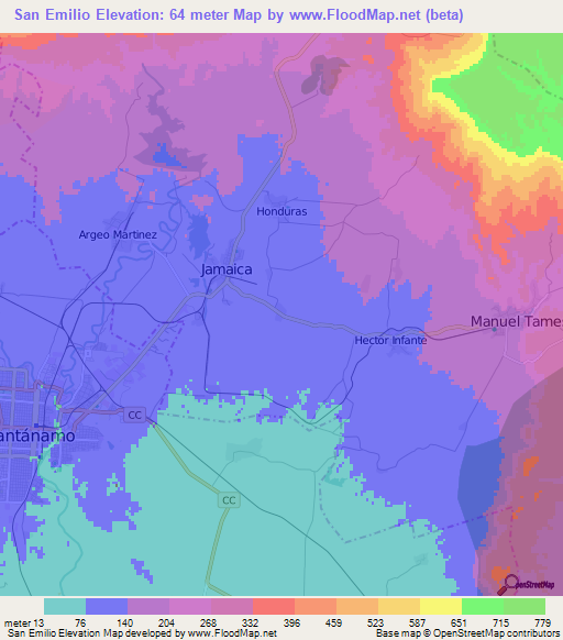 San Emilio,Cuba Elevation Map