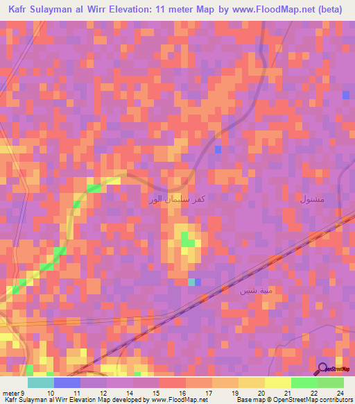 Kafr Sulayman al Wirr,Egypt Elevation Map