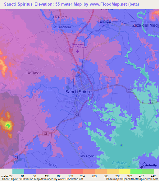 Sancti Spiritus,Cuba Elevation Map