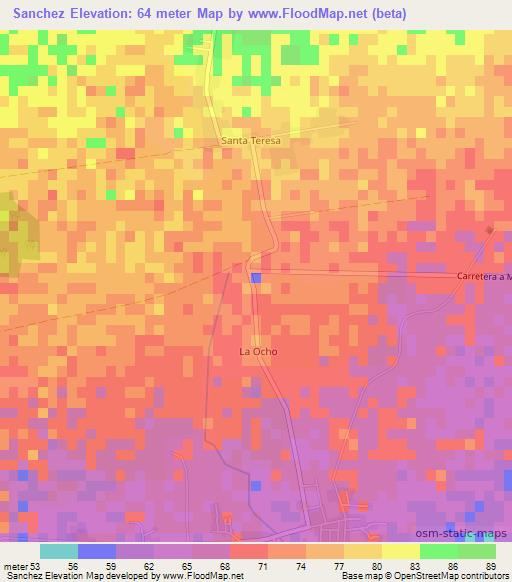 Sanchez,Cuba Elevation Map