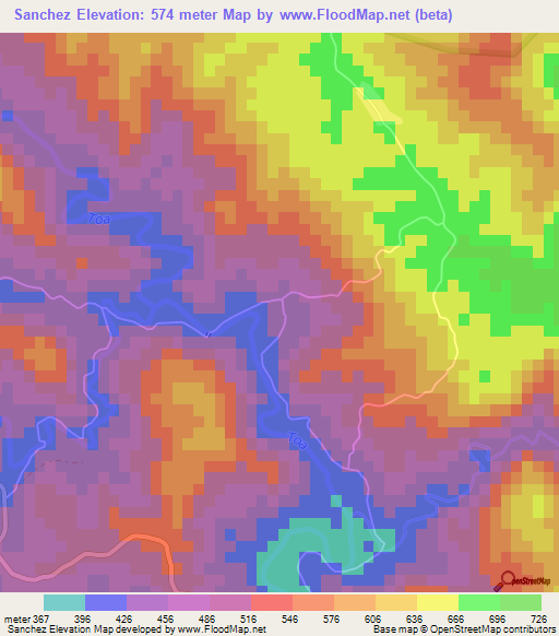 Sanchez,Cuba Elevation Map