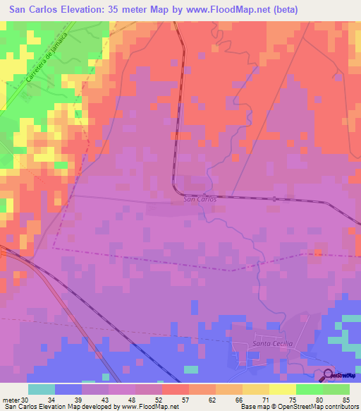 San Carlos,Cuba Elevation Map