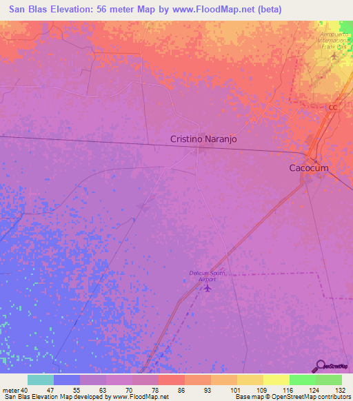 San Blas,Cuba Elevation Map
