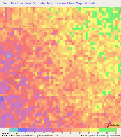 San Blas,Cuba Elevation Map