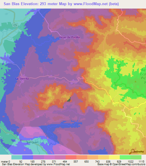 San Blas,Cuba Elevation Map