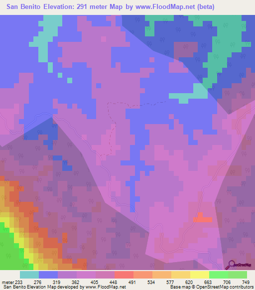San Benito,Cuba Elevation Map