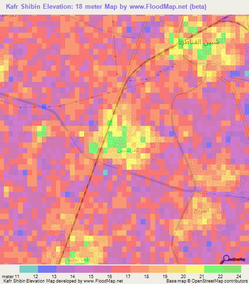 Kafr Shibin,Egypt Elevation Map