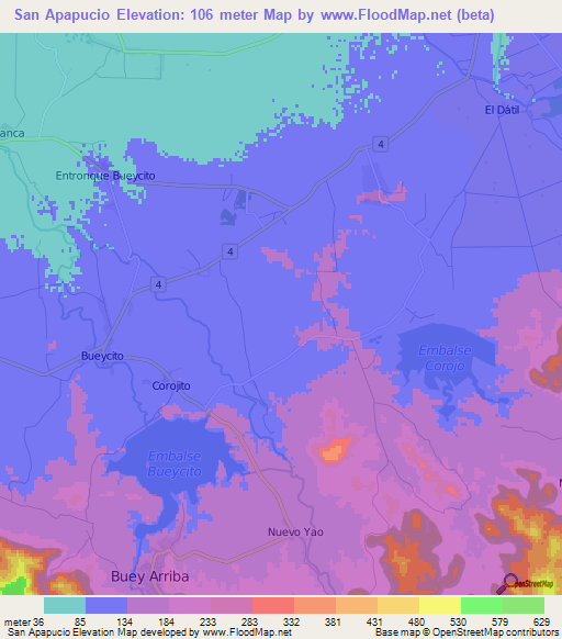 San Apapucio,Cuba Elevation Map