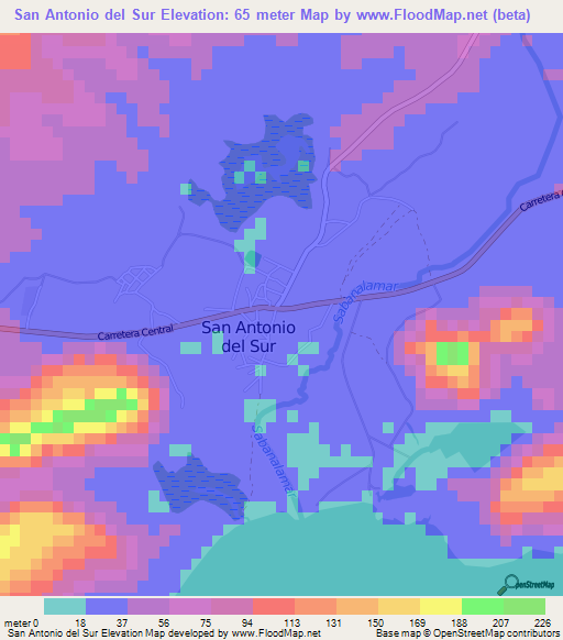 San Antonio del Sur,Cuba Elevation Map