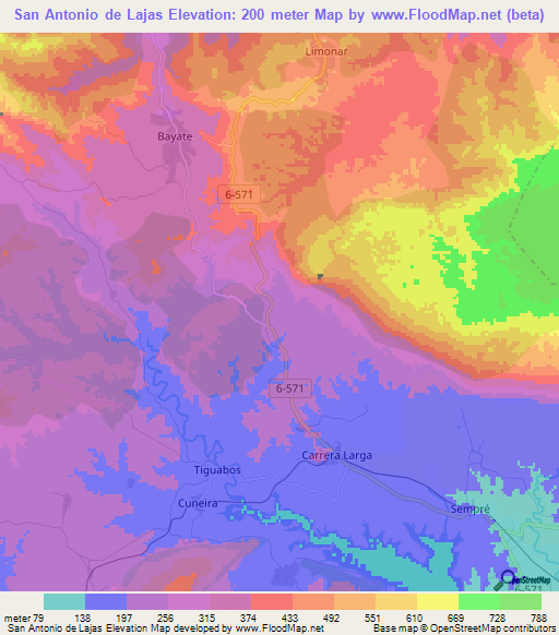 San Antonio de Lajas,Cuba Elevation Map