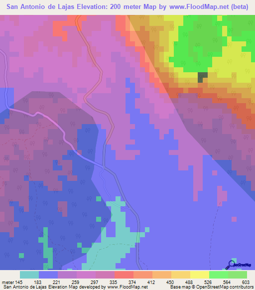 San Antonio de Lajas,Cuba Elevation Map
