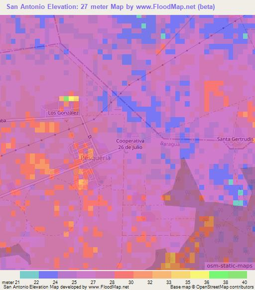 San Antonio,Cuba Elevation Map
