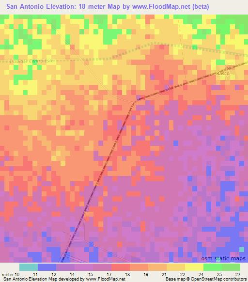 San Antonio,Cuba Elevation Map
