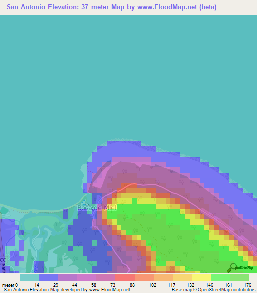 San Antonio,Cuba Elevation Map