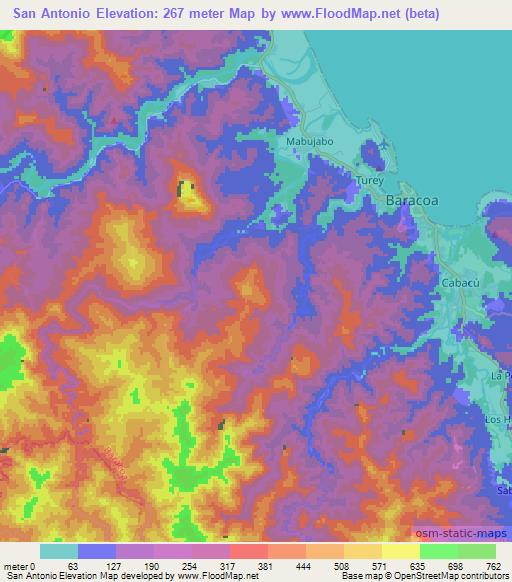 San Antonio,Cuba Elevation Map
