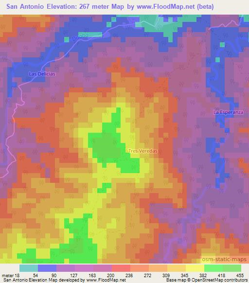 San Antonio,Cuba Elevation Map