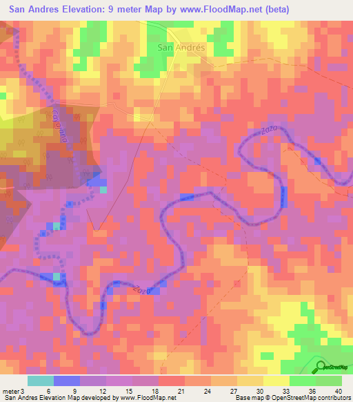 San Andres,Cuba Elevation Map