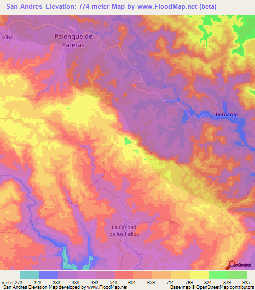 San Andres,Cuba Elevation Map