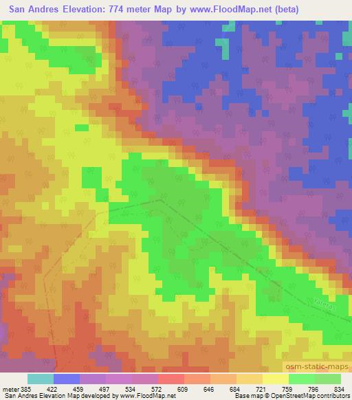 San Andres,Cuba Elevation Map