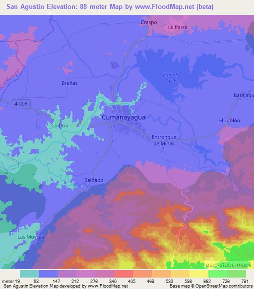 San Agustin,Cuba Elevation Map