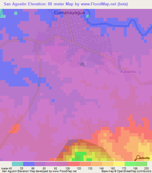 San Agustin,Cuba Elevation Map
