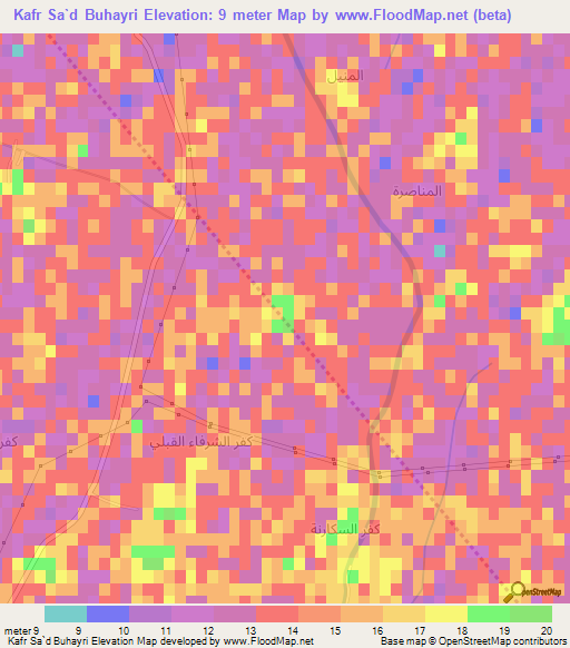 Kafr Sa`d Buhayri,Egypt Elevation Map