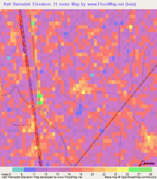 Kafr Ramadah,Egypt Elevation Map