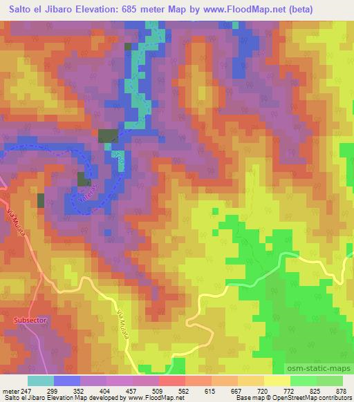 Salto el Jibaro,Cuba Elevation Map