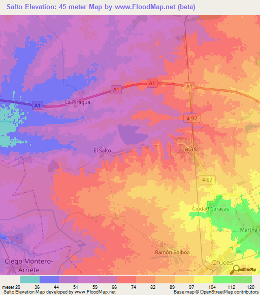 Salto,Cuba Elevation Map