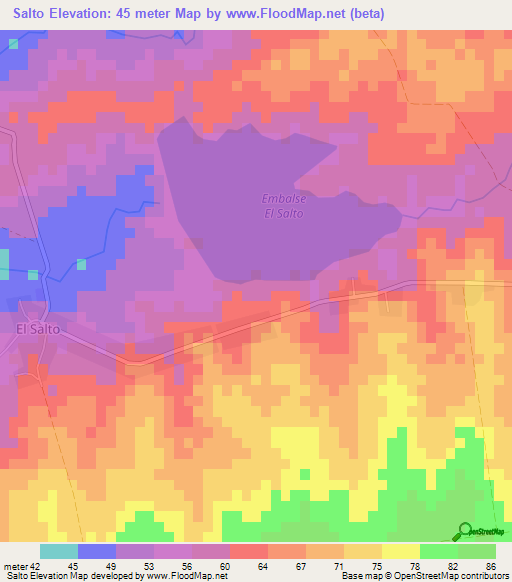Salto,Cuba Elevation Map