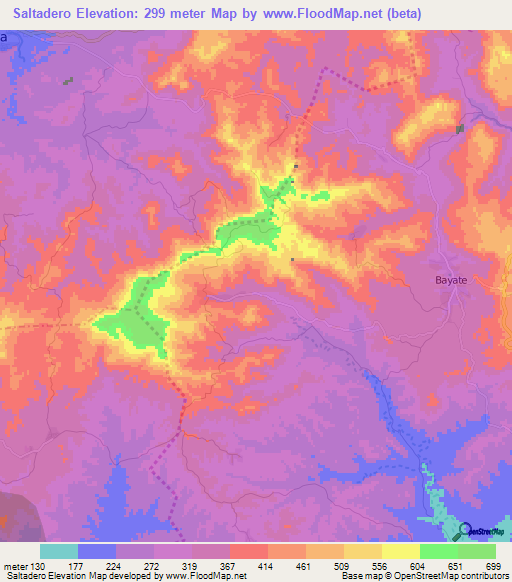 Saltadero,Cuba Elevation Map