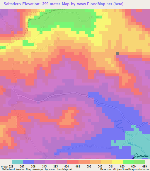 Saltadero,Cuba Elevation Map