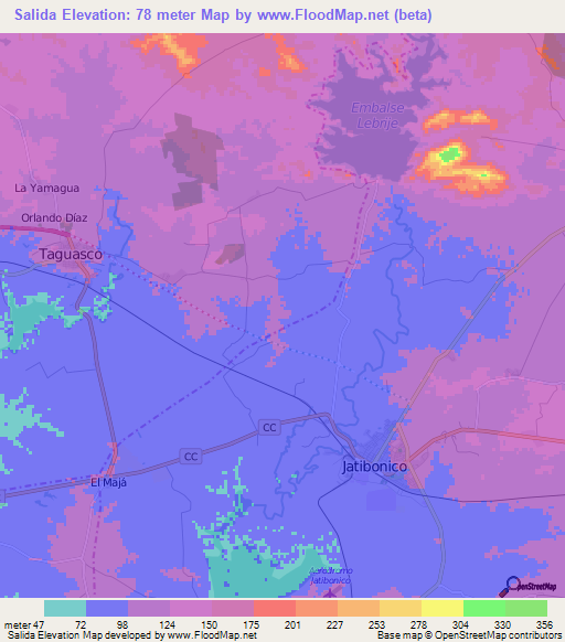 Salida,Cuba Elevation Map