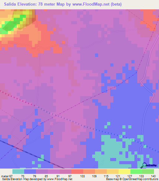 Salida,Cuba Elevation Map