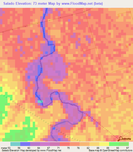 Salado,Cuba Elevation Map