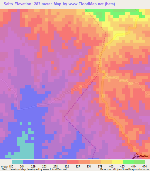 Saito,Cuba Elevation Map