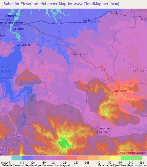Sabanita,Cuba Elevation Map