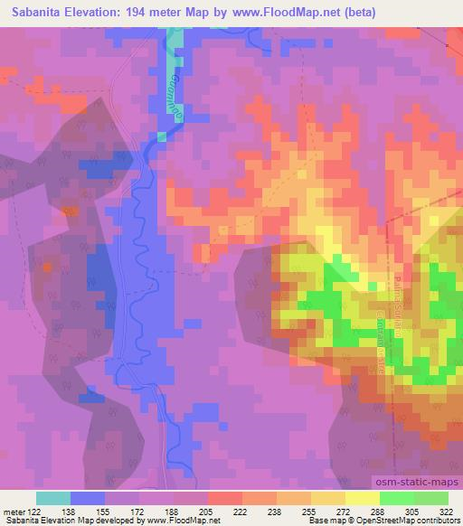 Sabanita,Cuba Elevation Map