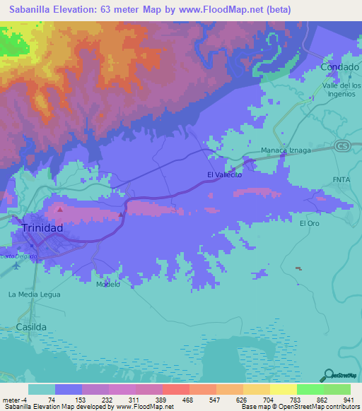 Sabanilla,Cuba Elevation Map