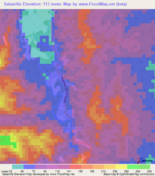 Sabanilla,Cuba Elevation Map