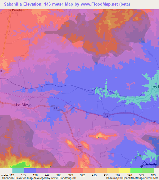 Sabanilla,Cuba Elevation Map