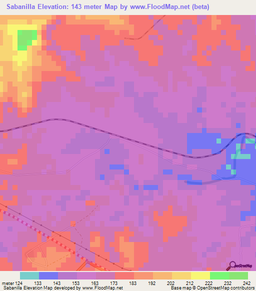 Sabanilla,Cuba Elevation Map